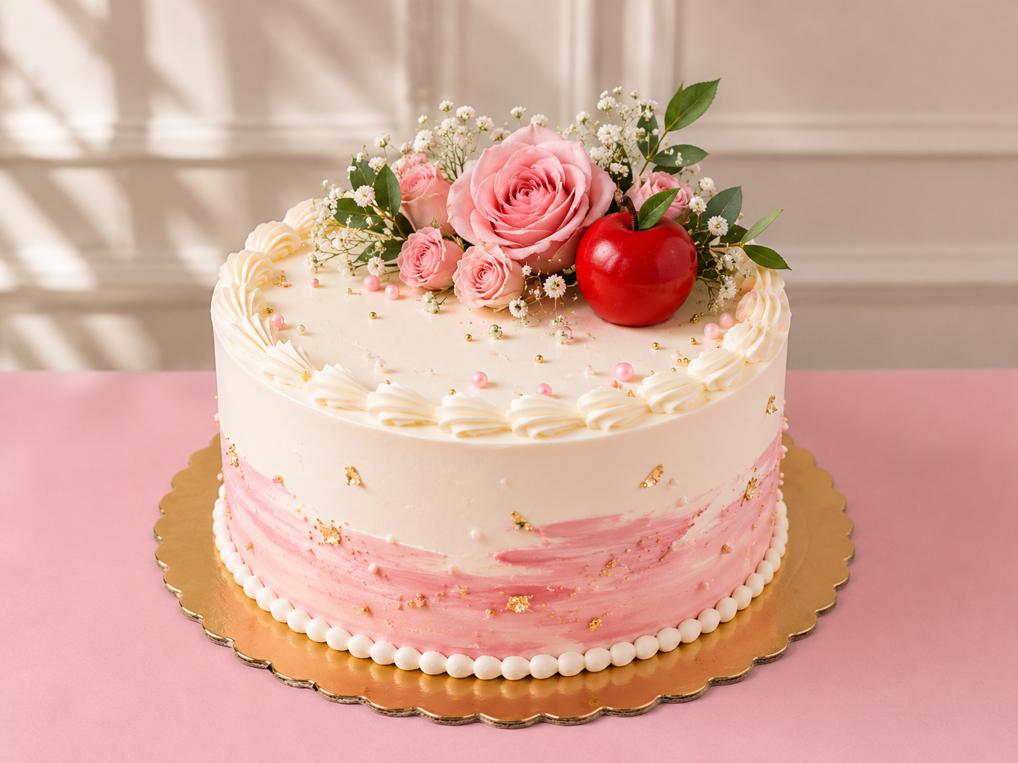 Creamy Cake With Fondant Design